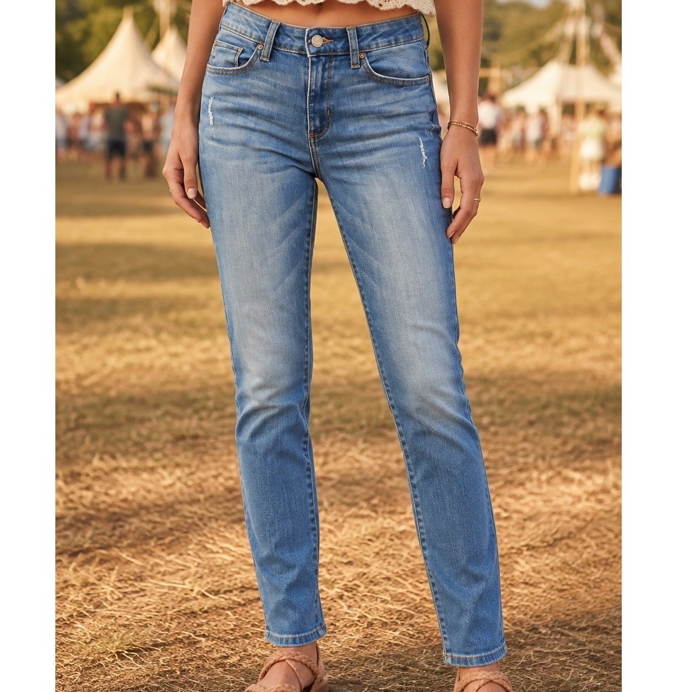 Sonoma Goods For Life Womens 10S Skinny Jeans Medium Wash Distressed Stretch